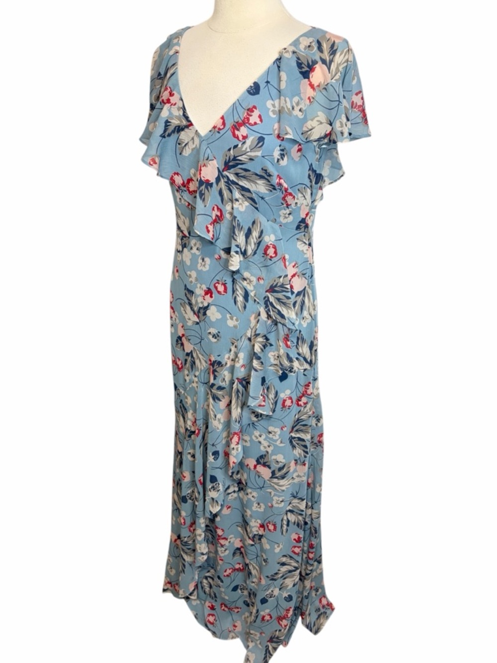 LAUREN RALPH LAUREN Black Label Floral Ruffle-Trim Georgette Gown, Size 8 - Picture 6 of 15